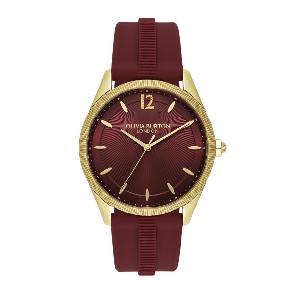 38mm Radiate Gold & Cranberry Silicone Strap Watch