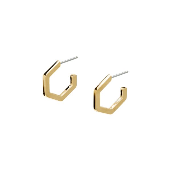 Honeycomb Gold Plated Small Hoop Earrings - Image 2