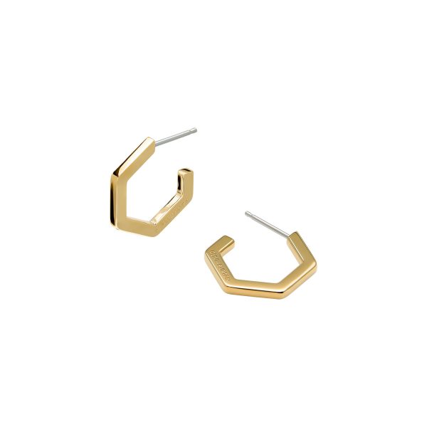 Honeycomb Gold Plated Small Hoop Earrings - Image 4
